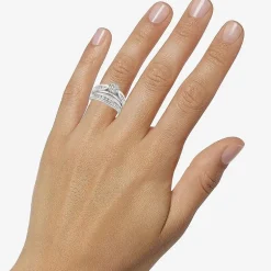 Womens 1/2 CT. T.W. Natural White Diamond 10K Gold Round Side Stone Bridal Set