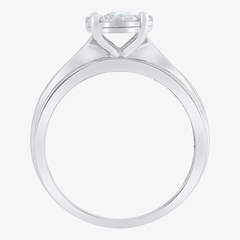 Womens 1 CT. T.W. Natural White Diamond 10K Gold Round Side Stone Bridal Set