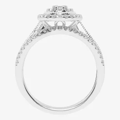 Womens 1/2 CT. T.W. Natural White Diamond 10K Gold Oval Side Stone Halo Bridal Set