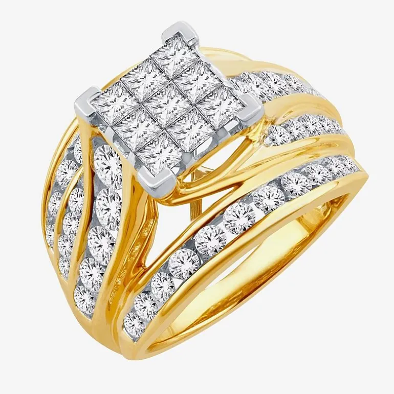 Womens 3 CT. T.W. Natural White Diamond 14K Gold Side Stone Bridal Set
