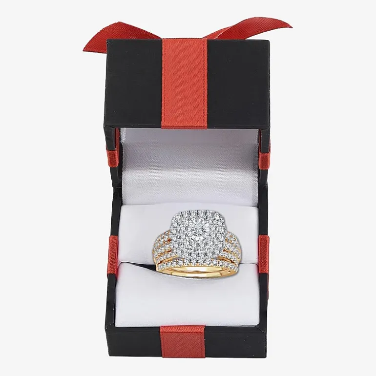 Womens 2 CT. T.W. Natural White Diamond 10K Gold Cushion Halo Bridal Set