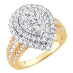 Womens 1 1/2 CT. T.W. Natural White Diamond 10K Gold Pear Halo Engagement Ring