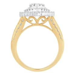 Womens 1 1/2 CT. T.W. Natural White Diamond 10K Gold Pear Halo Engagement Ring