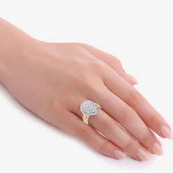 Womens 1 1/2 CT. T.W. Natural White Diamond 10K Gold Pear Halo Engagement Ring