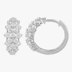 Womens 1 CT. T.W. White Diamond 10K Gold 16.1mm Hoop Earrings