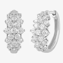 Womens 1 CT. T.W. White Diamond 10K Gold 16.1mm Hoop Earrings