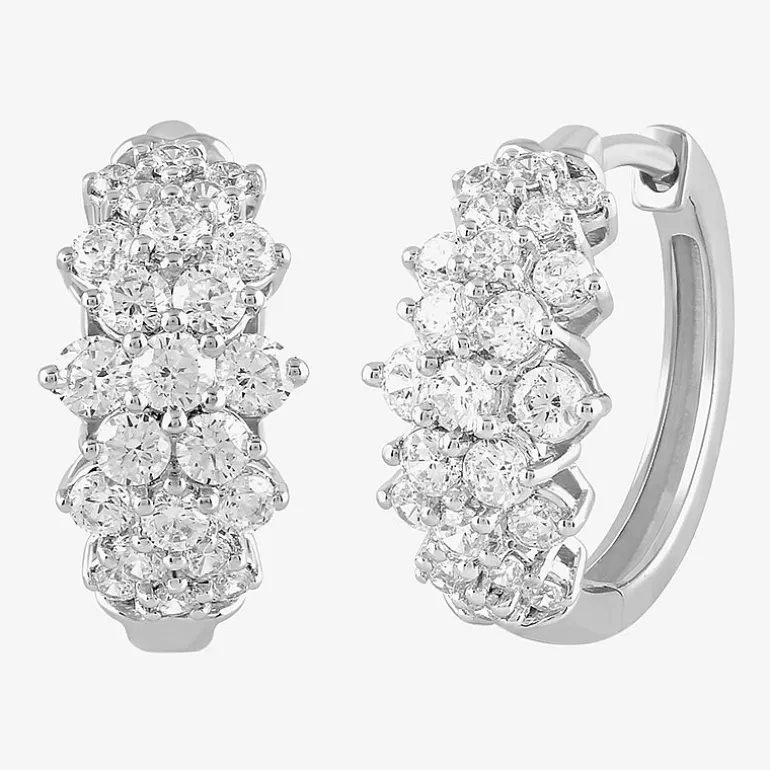 Womens 1 CT. T.W. White Diamond 10K Gold 16.1mm Hoop Earrings
