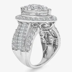 Womens 4 CT. T.W. White Diamond 10K Gold Pear Side Stone Halo Engagement Ring