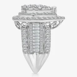 Womens 4 CT. T.W. White Diamond 10K Gold Pear Side Stone Halo Engagement Ring