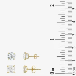 Womens Cubic Zirconia 10K Gold 2 Pair Earring Set