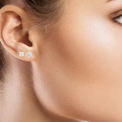 Womens Cubic Zirconia 10K Gold 2 Pair Earring Set