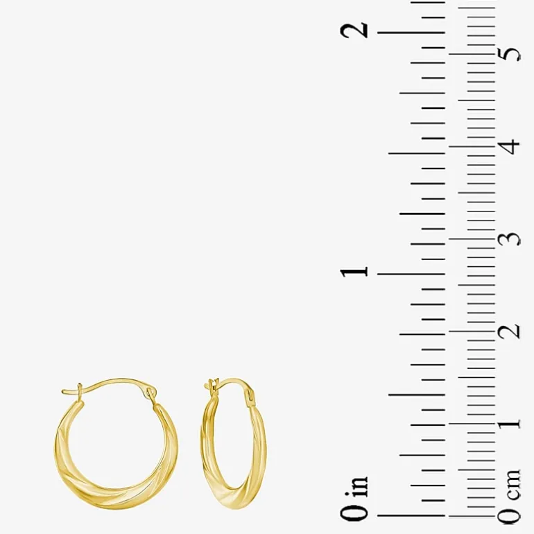 Womens Cubic Zirconia 10K Gold Round Square 5 Pair Earring Set