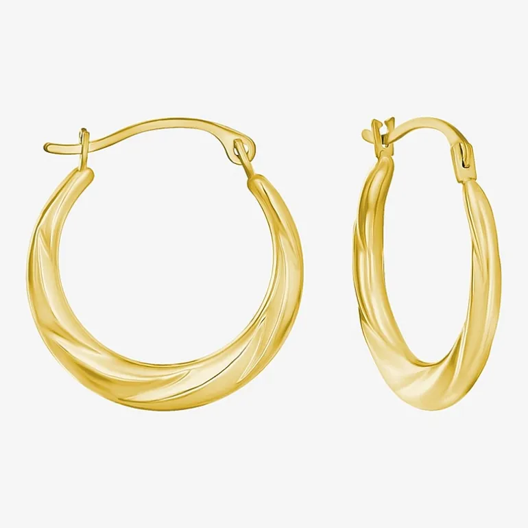 Womens Cubic Zirconia 10K Gold Round Square 5 Pair Earring Set