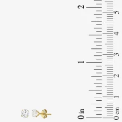 Womens Cubic Zirconia 10K Gold Round Square 5 Pair Earring Set