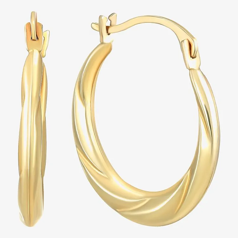 Womens Cubic Zirconia 10K Gold Round Square 5 Pair Earring Set