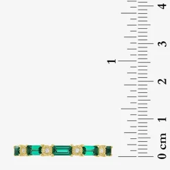 Womens Diamond Accent Lab Created Green Emerald 10K Gold Wedding Band