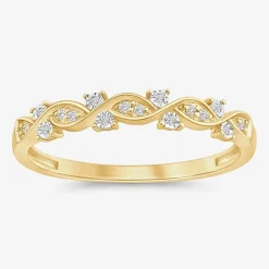 Womens Diamond Accent Natural White Diamond 10K Gold Anniversary Wedding Band