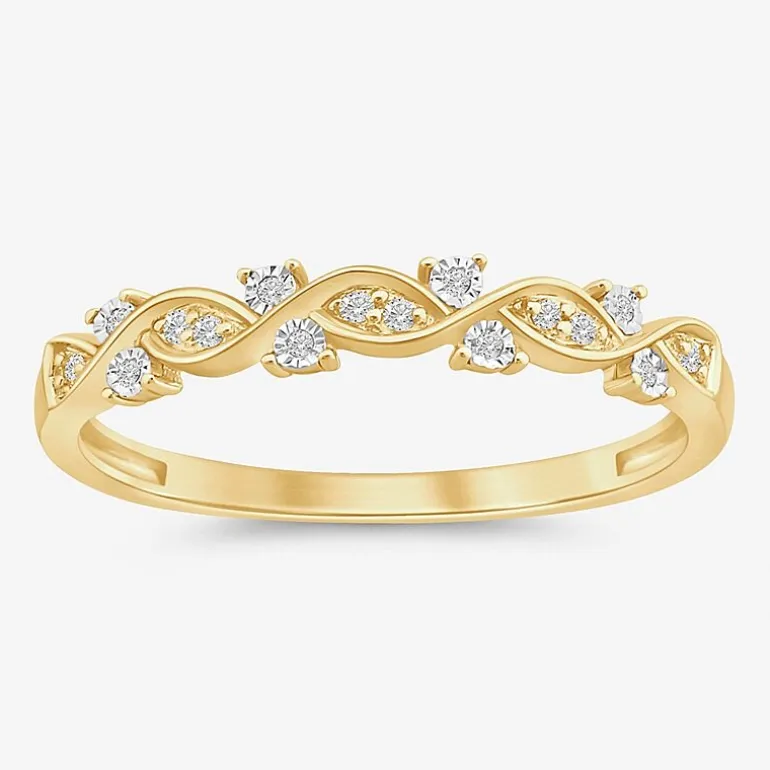 Womens Diamond Accent Natural White Diamond 10K Gold Anniversary Wedding Band
