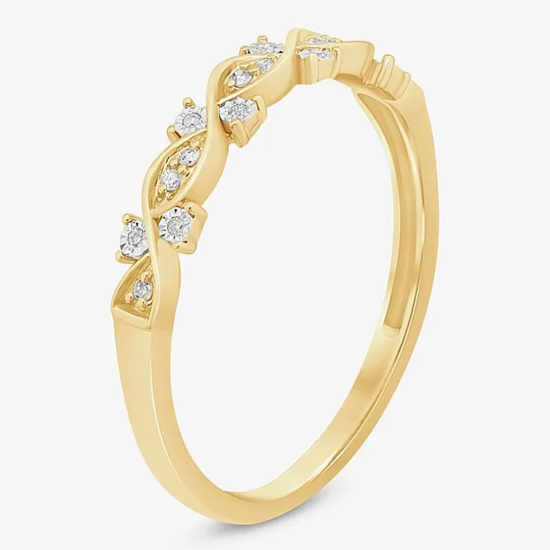 Womens Diamond Accent Natural White Diamond 10K Gold Anniversary Wedding Band
