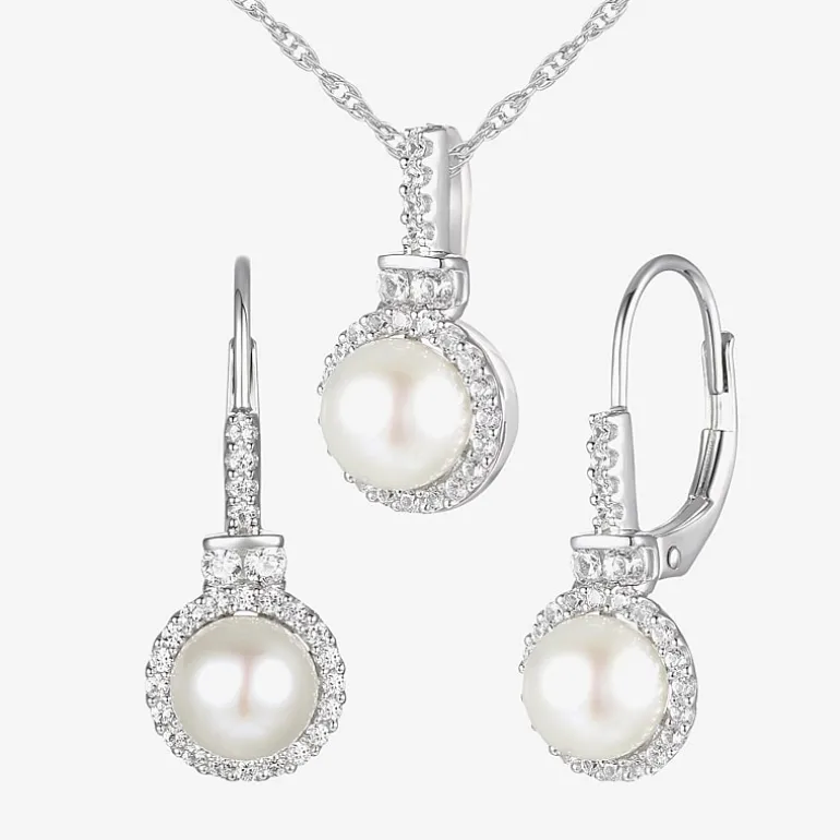 Womens Dyed White Cultured Freshwater Pearl Sterling Silver 2-pc. Jewelry Set