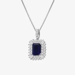 Womens Emeral-cut Gemstone & 1/2 CT. T.W. Lab-Grown Diamond 10K Gold Pendant Necklace