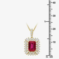 Womens Emeral-cut Gemstone & 1/2 CT. T.W. Lab-Grown Diamond 10K Gold Pendant Necklace
