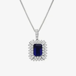 Womens Emeral-cut Gemstone & 1/2 CT. T.W. Lab-Grown Diamond 10K Gold Pendant Necklace