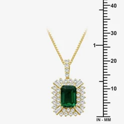 Womens Emeral-cut Gemstone & 1/2 CT. T.W. Lab-Grown Diamond 10K Gold Pendant Necklace