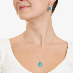 Womens Enhanced Blue Turquoise Sterling Silver Oval 2-pc. Jewelry Set