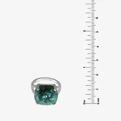 Womens Enhanced Blue Turquoise Sterling Silver Oval Cocktail Ring
