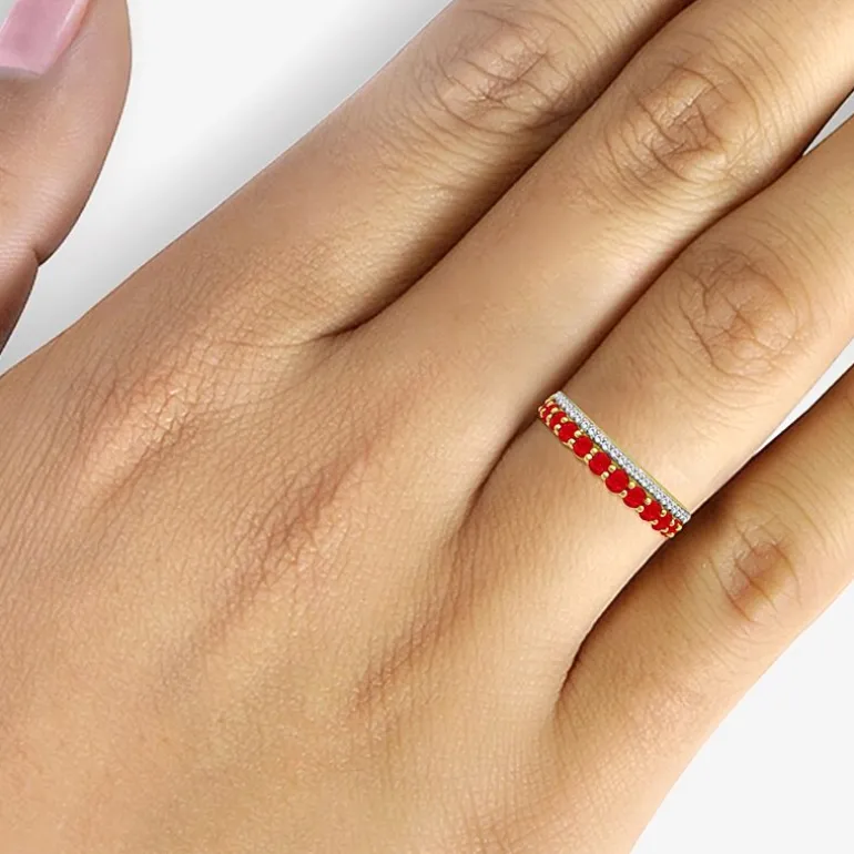 Womens Gemstone & 1/6 CT. T.W. Natural Diamond 10K Gold Band