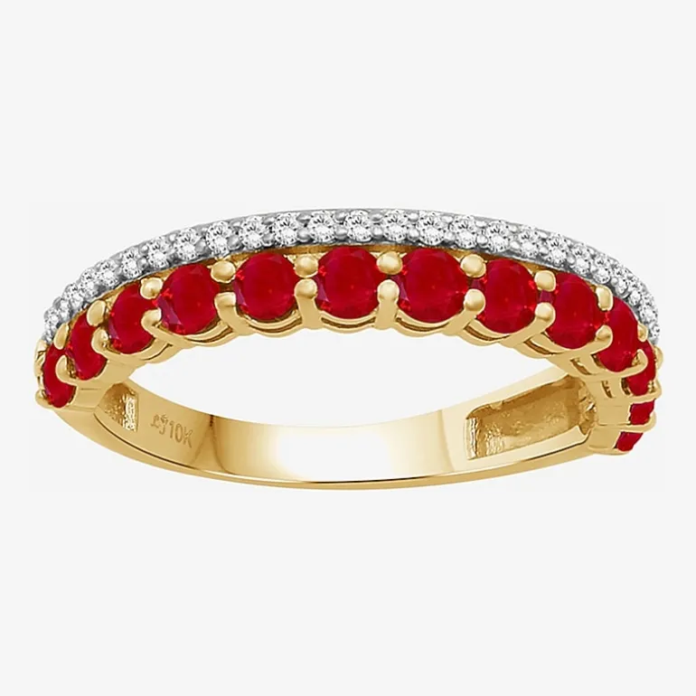 Womens Gemstone & 1/6 CT. T.W. Natural Diamond 10K Gold Band