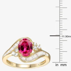 Womens Gemstone 14K Gold Over Silver Crossover Side Stone Cocktail Ring