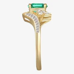 Womens Gemstone 14K Gold Over Silver Crossover Side Stone Cocktail Ring