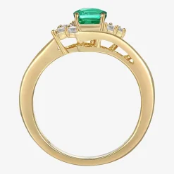 Womens Gemstone 14K Gold Over Silver Crossover Side Stone Cocktail Ring