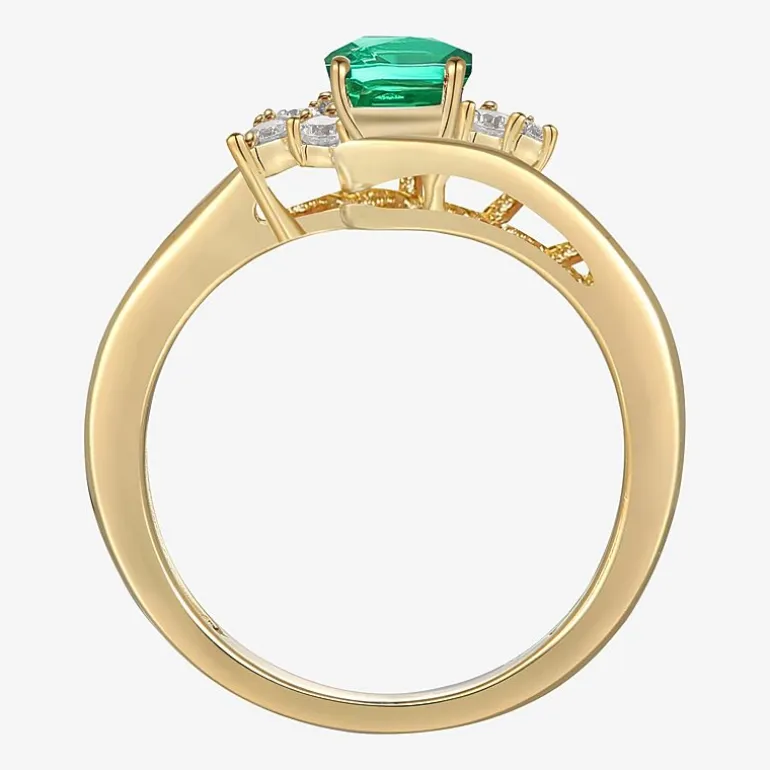 Womens Gemstone 14K Gold Over Silver Crossover Side Stone Cocktail Ring