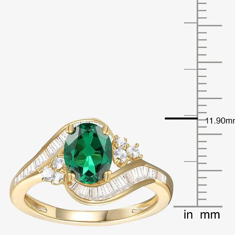 Womens Gemstone 14K Gold Over Silver Crossover Side Stone Cocktail Ring