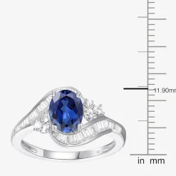 Womens Gemstone 14K Gold Over Silver Crossover Side Stone Cocktail Ring
