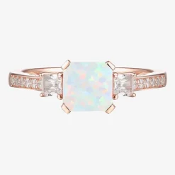 Womens Gemstone 14K Gold Over Silver Halo Delicate Cocktail Ring