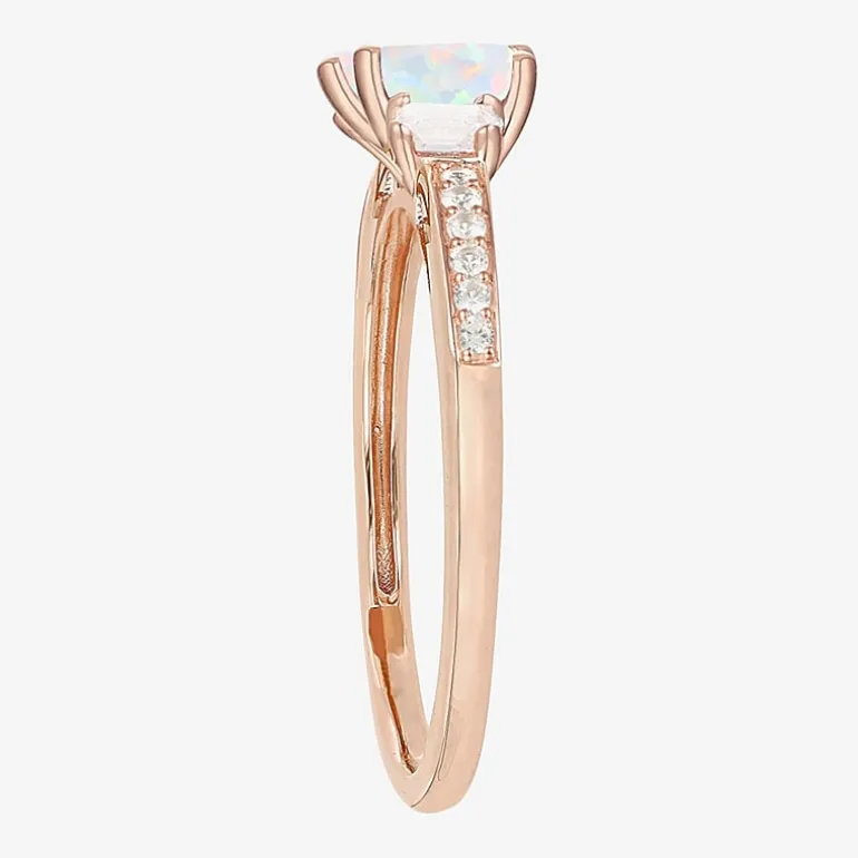 Womens Gemstone 14K Gold Over Silver Halo Delicate Cocktail Ring