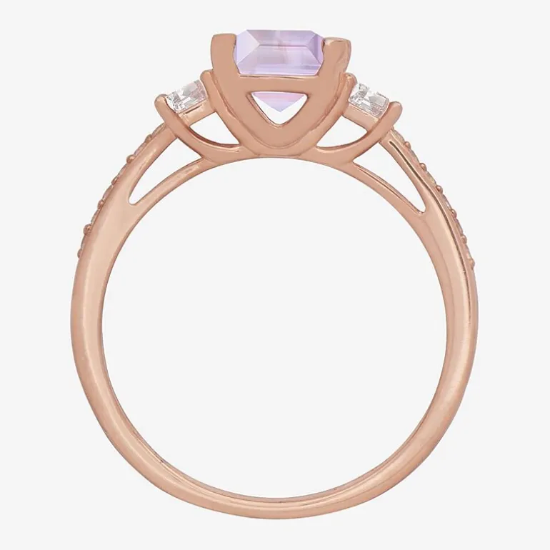 Womens Gemstone 14K Gold Over Silver Halo Delicate Cocktail Ring