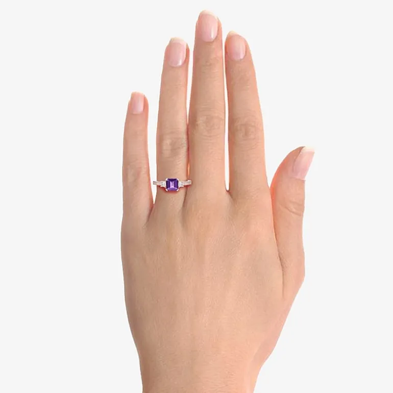 Womens Gemstone 14K Gold Over Silver Halo Delicate Cocktail Ring