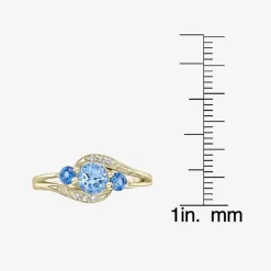 Womens Genuine Blue Topaz 18K Gold Over Silver Cocktail Ring