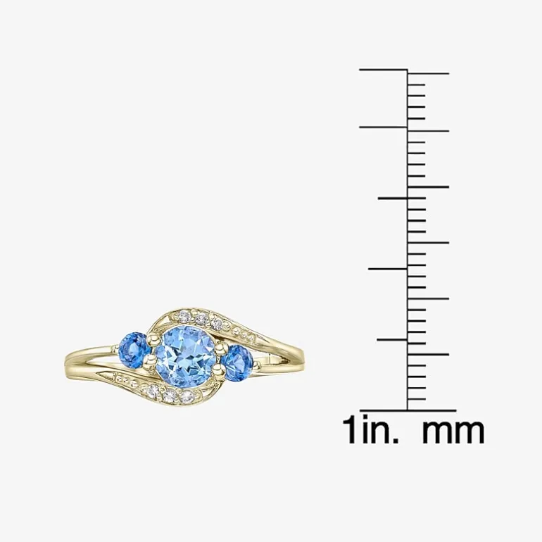Womens Genuine Blue Topaz 18K Gold Over Silver Cocktail Ring