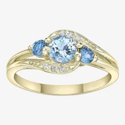 Womens Genuine Blue Topaz 18K Gold Over Silver Cocktail Ring