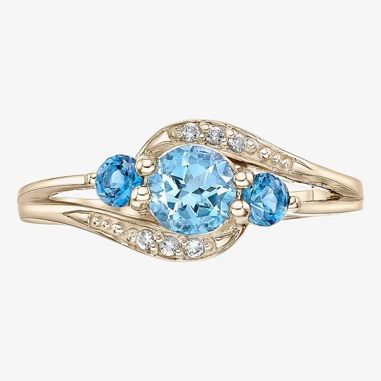 Womens Genuine Blue Topaz 18K Gold Over Silver Cocktail Ring