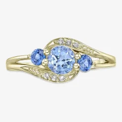 Womens Genuine Blue Topaz 18K Gold Over Silver Cocktail Ring
