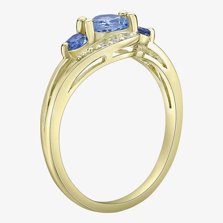 Womens Genuine Blue Topaz 18K Gold Over Silver Cocktail Ring