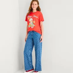 Womens Juniors Crew Neck Short Sleeve Oversized Strawberry Shortcake Graphic T-Shirt