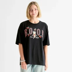Womens Juniors Crew Neck Short Sleeve Oversized Betty Boop Graphic T-Shirt